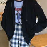 Black Hooded Zip Up Sweatshirts Women Fashion New Korean Style Long Sleeve Camel Hoodie Pocket Drawstring Sweatshirt
