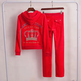 Spring/Fall 2 PiecesSet Sweatsuit Hoodies Long Sleeve Tops And Pants Fashion Pattern Velvet Women Tracksuit for Sport