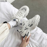 Party 2022 Women Chunky Sneakers Thick Bottom Platform Fashion Casual Shoes Comfortable White Vulcanize Running Walking Female