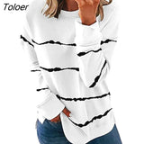 Women Long Sleeve O Neck Tie Dye Stripes Print Pullover Blouse Sweatshirt For Women Streetwear Female Spring Autumn