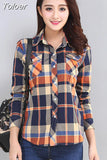 2023 New Vintage Plaid Blouses Shirt Cage Female Long Sleeve Casual Slim Women Big Size Shirt Office Lady Tops
