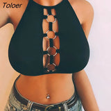 Women Crop Tops Ladies Halter Ring Hollow Out Elastic Cage Bra Bandage Strappy Halter Bra Regata Feminina 2022