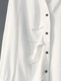 Fashion Women's Shirt Lapel Single Braested Long Sleeve Asymmetric Fold White Blouse Female Tide Summer 2023 New