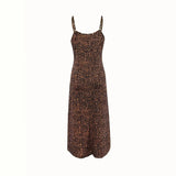 New Ladies Sling Leopard Butterfly Print Dress V-Neckless