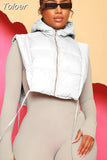 Autumn New 2023 Hooded Collar Casual Down Coats Warm Outerwear Casual Side Split Sleeveless Winter Women Vests
