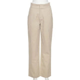 Women Zip Up Folds Low Waist Straight Pants y2k Clothes Korean Fashion Dark Blue Cargo Pants Joggers Straight