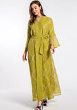 Plaid Print Belted Muslim