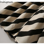 Faldas De Mujer Vintage Striped Skirts Women High Waist Slim Summer A-line Pleated Skirt Big Swing Korean Elegant