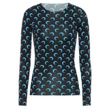 Summer Women'S Designer Moon Print T Shirt Lady Round Neck Long Sleeves Ice Silk Top Women Underwear Clothing