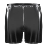 Toloer Men's PVC Mirror Bright Leather Casual Shorts Sexy Zipper Open File Lederhoers Size Accurate-Outfit