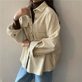 oversize Women Blouses corduroy spring Tops femme Casual Women shirt long sleeve Cotton Girls Blouse Plus Size Blusas