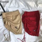 Faldas Mujer Moda 2023 Woman Skirts Vinatge Chic Drawstring Knitting Jupe Sexy Lady Bodycon Mini Skirt Korean Y2k