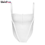 Women Ribbed Sleeveless Camisole Tank Tops Striped Patchwork Asymmetry Soft Summer Fashion Streetwear Casual Skinny
