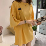 Toloer Summer New Embroidered Short-Sleeved T-Shirt Women With The Same Clothes Korean Version Versatile Medium Long Top