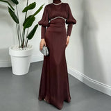 2025 New Color V-Neck Bubble Sleeve High-Waisted Temperament Irregular