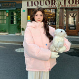 Small Pink Cotton-Padded Jacket Cotton-Padded Jacket Women's Winter 2024 New Thickening Pike Cotton-Padded Jacket Cotton-Padded Jacket-Outfit