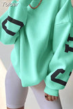 Letter Print Sweatshirt Woman Winter Autumn Long Sleeve Tops O Neck Harajuku Oversize Hoodies Y2K Clothes Female