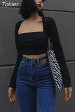 Sleeve U Neck Crop Top Women Sexy Y2K Female Slim Tight Tee Casual Summer Tee Clothes Streetwear Brown women