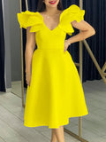 Summer New Lotus Leaf Side High-Waist A-Shaped Dress Party