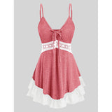 Sleeveless Top Women Paisley Print Empire Waist Asymmetric Tank Top Summer Sexy Lace Italian Lace-up Crop