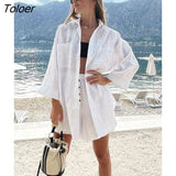 Casual Thin Cotton Linen Women Suits Loose White Turn Down Collar Shirt 2 Pieces Sets Spring Elastic Waist Shorts