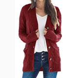 Cardigan Knitted Long Sweater Clothing Women's Long Sleeve Cable Jumper Knit Sweater Jacket Winter Tops Pull Femme