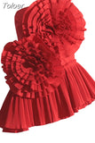Fashion Women's Short Tank Tops Three-d Flower Pleated Sleeveless Solid Color Irregular Tops Summer 2023 New Tide