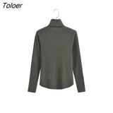 Women Turtleneck Knitted Sweaters Spring Autumn Thick Long Sleeve Slim Stretch Pullover Knitwear