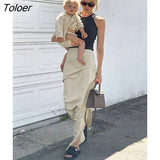 High Street Long Skirts Women Summer High Waist Bodycon Sexy Maxi Skirt Summer Wrinkled Irregular Split Pencil Skirts