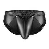 Toloer Men's Close-Fitting Matte Leather Triefs Sexy Open File Lekhoers Size Accurate No Smell-Outfit