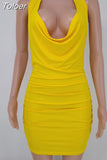 Neck Cleavage Sleeveless Pacakge Hip Dress Women Halter Neck Backless Skinny Mini Dresses Elegant Draped Bodycon Club