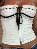 bandeau top with broderie lace to