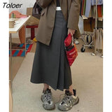 Waist Solid Midi Skirts Women Asymmetrical Chic Trendy Spring Elegant Office Ladies Simple All-match Aesthetic Faldas