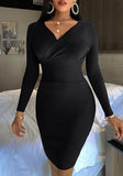 Knit V-Neck High Waist Wrap Midi