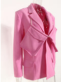 Fashion Women's Blazer Pearl Chain Large Pocket Decoration Slim Hidden Breasted Suit Jackets Summer 2023 New Tide