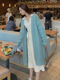 Korean Fashion Autumn Winter Medium Length Knitted Cardigan Thickened Loose Fried Dough Twist Sweater Jacket Women
