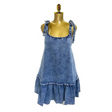 Hot Summer New Fashion Splicing Sling Strap A-Word Denim Dress