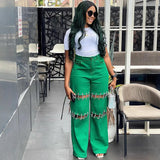 Women's High-Waisted Jeans Women's Dress 2025 New Splicing Casual Stud Chain