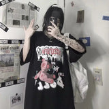 tshirts goth Harajuku tops Butterfly lightning print Loose Short Sleeve kawaii anime t shirt 2023 NEW plus size