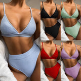 Toloer 2023 Outer Single Bikini Burst Solid Color Bikini Women's Split Swimsuit Triangle Bikini B170-Outfit