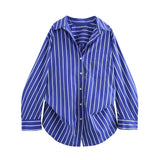New Bat Sleeve Loose Striped Shirt