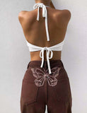 Autumn Winter Women Baggy Jeans Oversize Pants Butterfly Print High Waist Mom Jeans Overalls Streetwea Denim