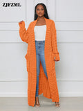 Streetwear Warm Knitted Open Stitch for Women Y2K Clothes Casual Solid Color Full Sleeve Side Pockets Thick Cardigan