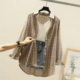 Sunscreen Plaid Shirt 2025 Spring And Summer New Lady Loose Checker Shirt Student