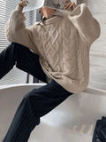 Oversized Cable Knit Sweater-Outfit