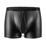Toloer Men's Soft Matte Light Leather Boxers Sexy Open File Lederers Size Accurate No Smell-Outfit