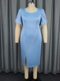 African Plus-Size Temperament Women's Dress Elegant Style Lead Pearl Open-Fork Dress