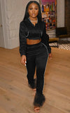 Hoodies Cropped Top and Pants Long Sleeve