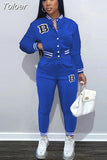 & Biker Letter Print Women's Sets Jogging Suits for Women Long Sleeve Button Up Baseball Coat and Sportswear Pant