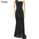 Festival Slit Maxi Clothing Elegant Club Solid Long Sleeve Dress Full Skirt Off Shoulder Vestidos Women Casual